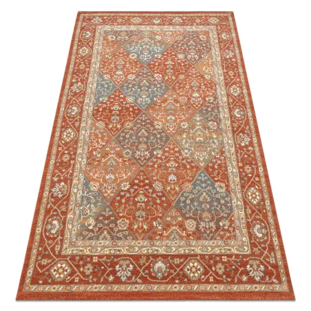 SOHO wool rug featuring geometric diamond patterns in natural terracotta and beige tones