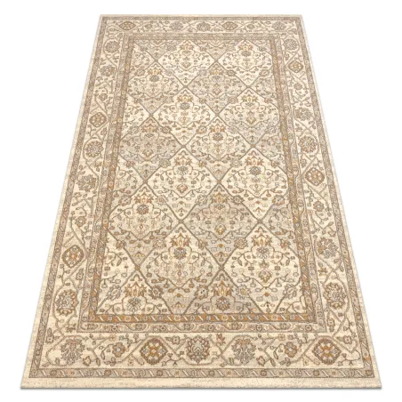 SOHO wool rug in natural beige with geometric diamond pattern