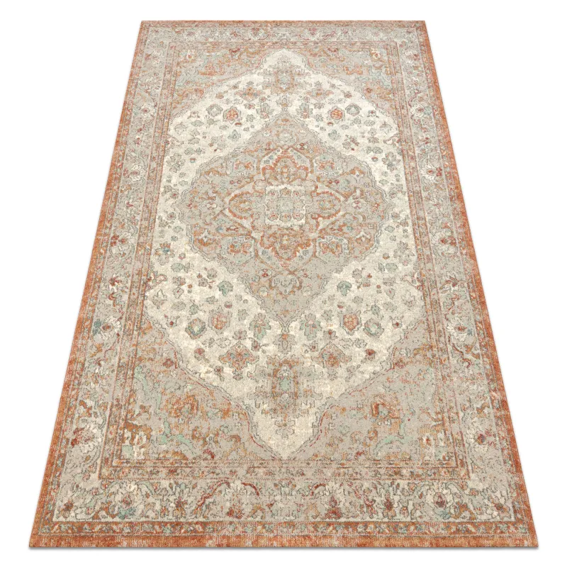 SOHO wool rug in terracotta with floral ornament, perfect for living spaces