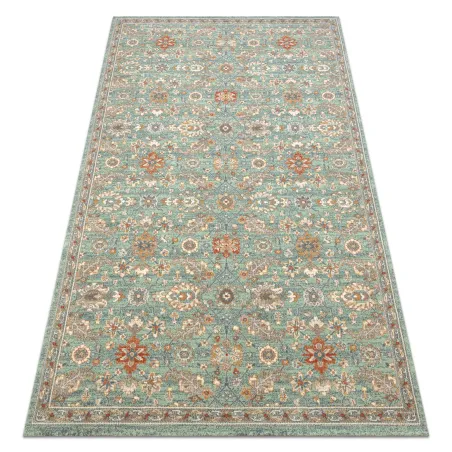 SOHO wool rug with natural green floral border, perfect for living room decor