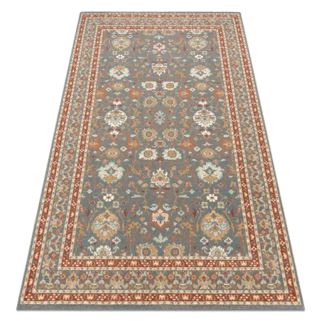 SOHO wool rug featuring a natural blue and terracotta ornament design