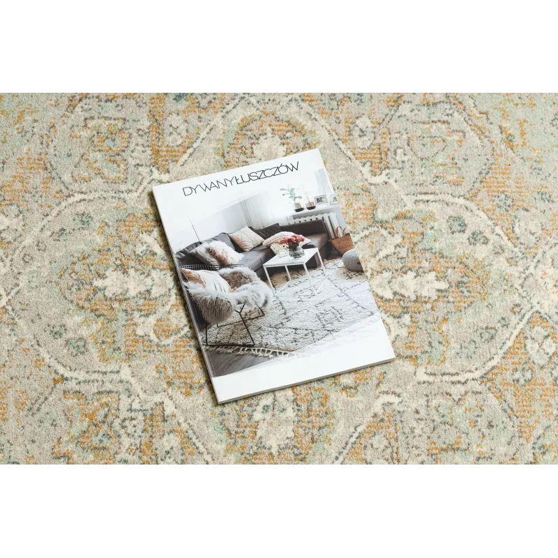 SOHO rug 477.01.LA402 with green ornament, perfect for contemporary spaces