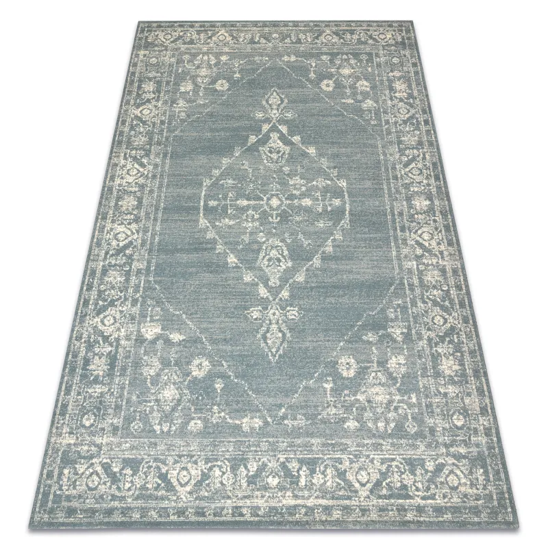 ABBY wool rug 486.10.LA500 in blue and beige with classic ornament design