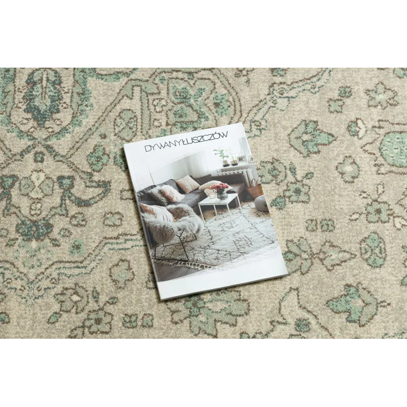 Stylish SOHO 477.01 rug in beige and green, perfect for the living room