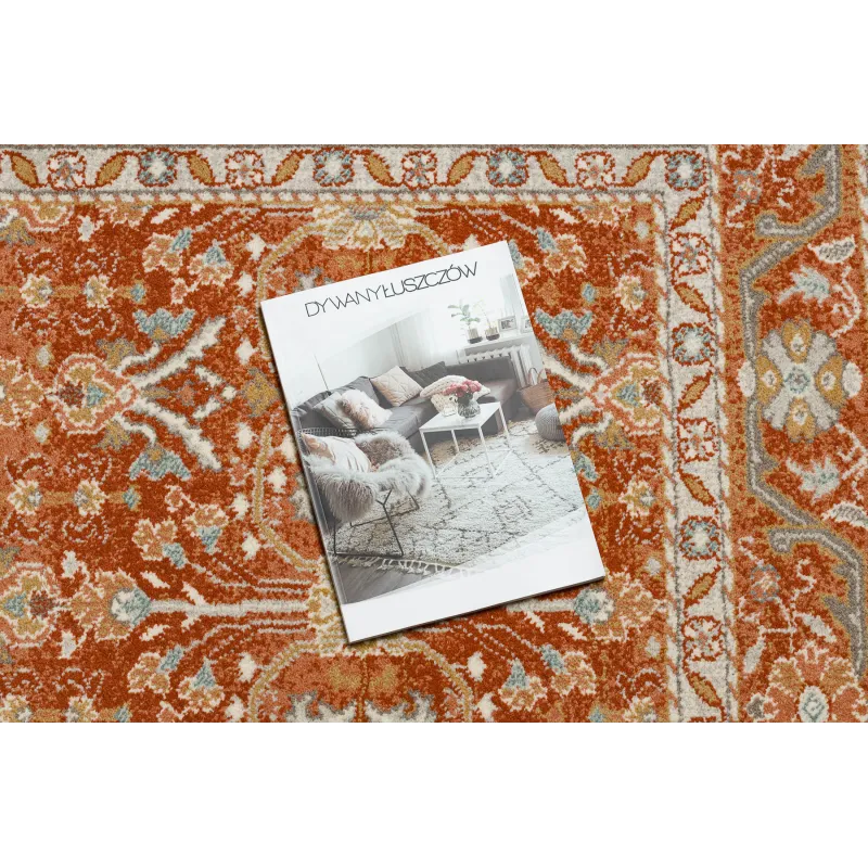 Stylish SOHO Wool Ornament Rug in terracotta and beige shades