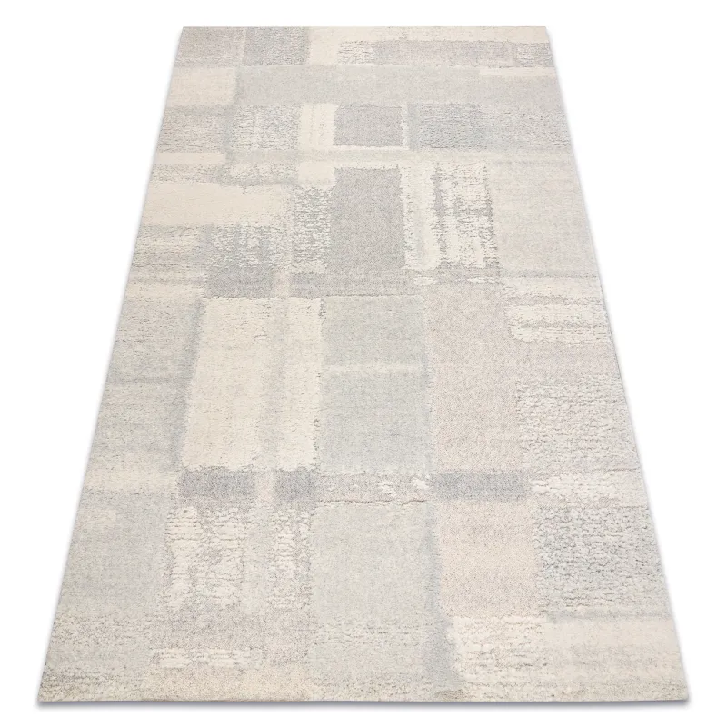 FLUX 461.43 geometric wool rug in cream and grey tones