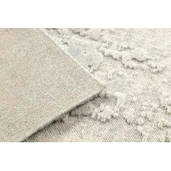 Textured wool rug FLUX 461.2.AE120 in cream and grey tones