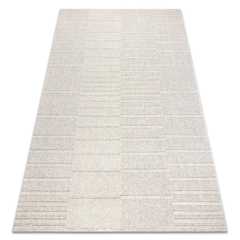 Geometric wool rug in beige and grey tones, loft style