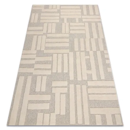 Wool geometric rug in cream and beige, loft style
