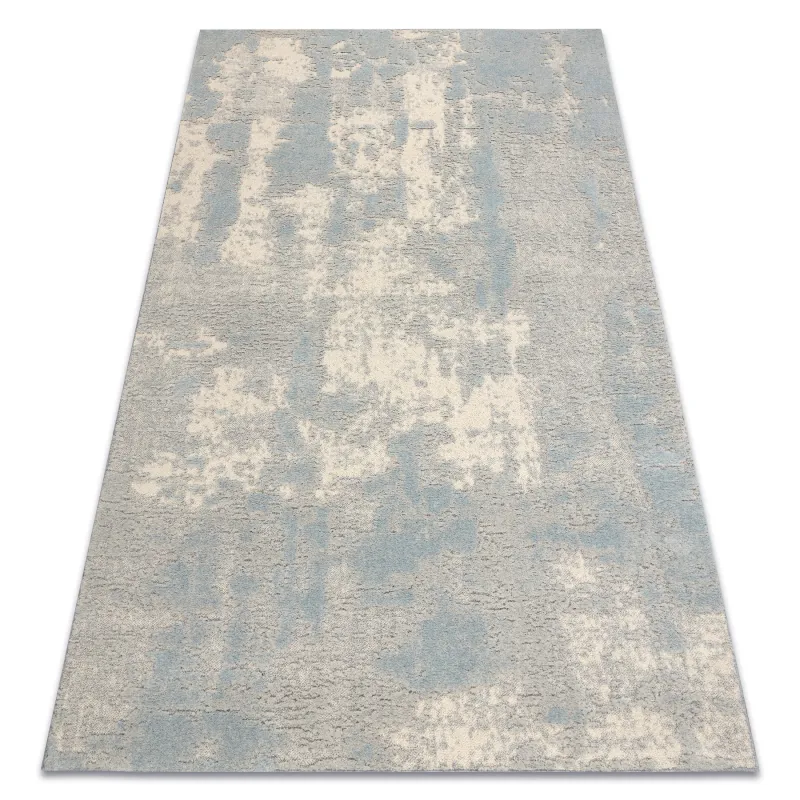 FLUX wool abstract rug in cream and blue, perfect for loft-style interiors