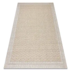 Rug ORIGI 3739 cream / beige - Frame, herringbone jute SISAL flat-woven
