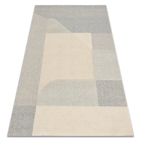 FLUX geometric wool rug 461.12.AE120 in cream and grey tones