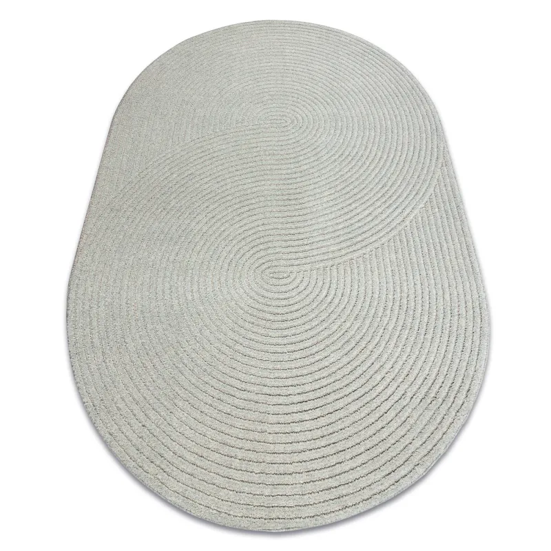 FLUX wool oval rug in geometric blue grey design, perfect for modern interiors