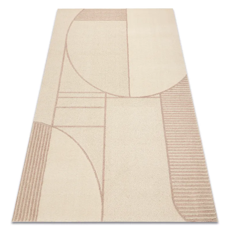 FLUX geometric wool rug in beige and pink, perfect for a stylish living room