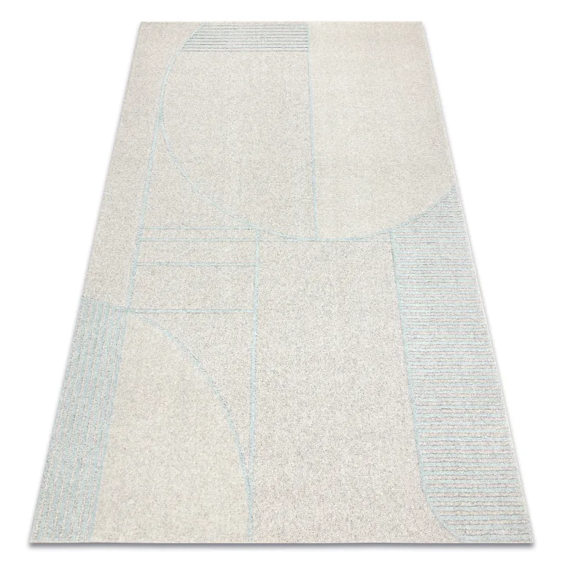 FLUX Geometric Wool Rug in grey and blue tones, stylish and modern