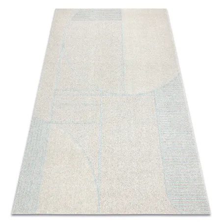 FLUX Geometric Wool Rug in grey and blue tones, stylish and modern