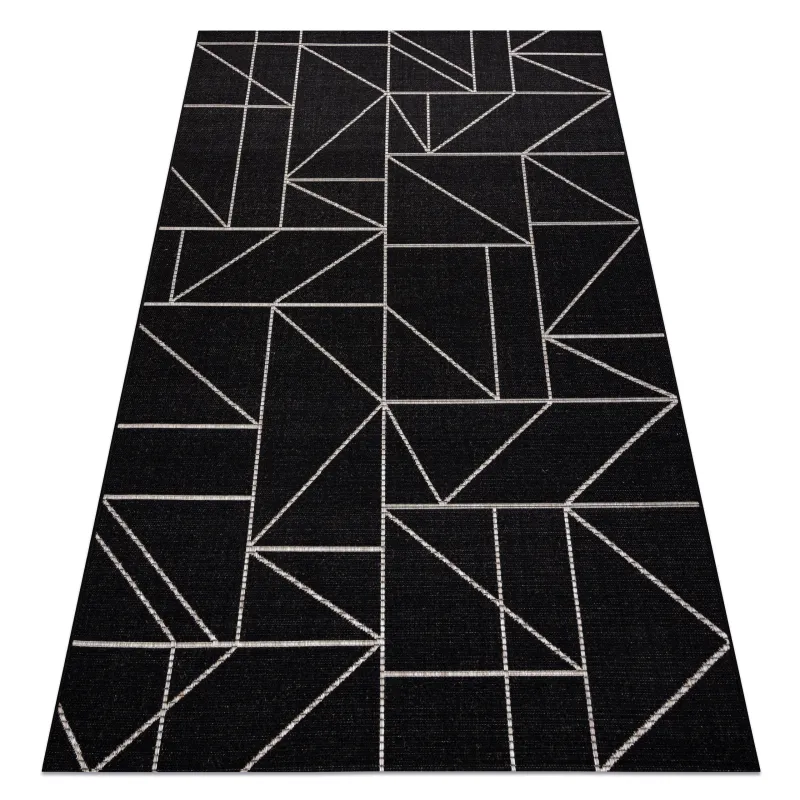 Geometric black and silver sisal rug, perfect for modern interiors