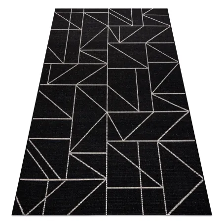 Geometric black and silver sisal rug, perfect for modern interiors