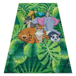 Washable BAMBINO 2651 Animals, jungle children's rug, non-slip - green / brown
