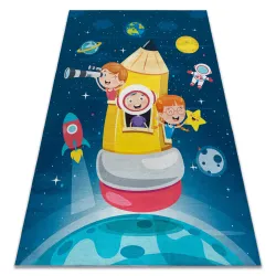 Washable BAMBINO 42810 Rocket, planets for children, non-slip - blue / brown