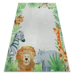Washable rug BAMBINO 54090 Animals, Africa for children, non-slip - white / green