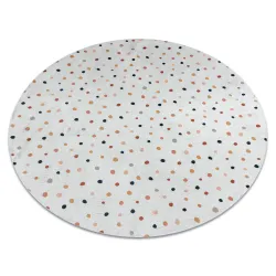 Washable rug BAMBINO 47890 round Dots for children, non-slip - white / brown