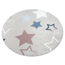 Washable rug BAMBINO 48130 round Stars, little stars for children, non-slip - beige / gray