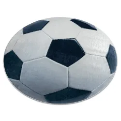Washable rug BAMBINO 38540 round - Soccer for children, non-slip - black / white