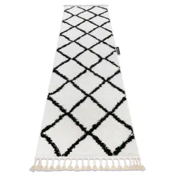 BERBER CROSS Rug, Runner White - for Kitchen, Hallway, Corridor