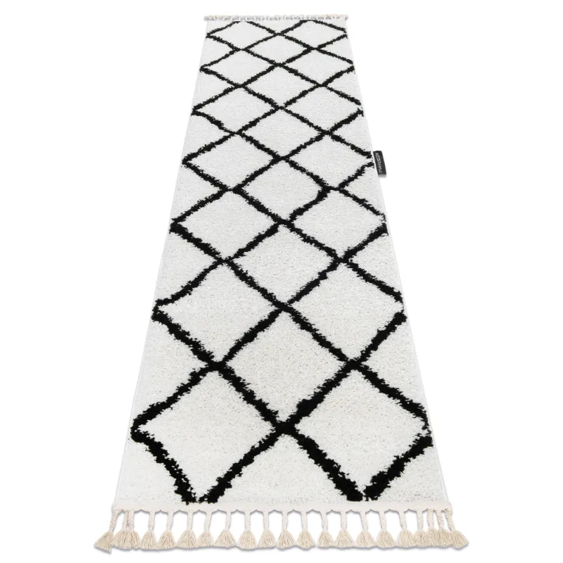 Berber Cross White Runner Rug