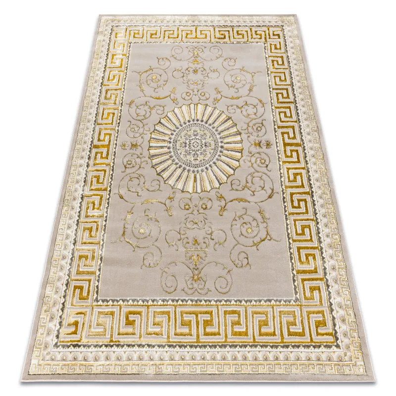Bliss Greek Pattern Rug in dark beige and gold, exclusive, structural design