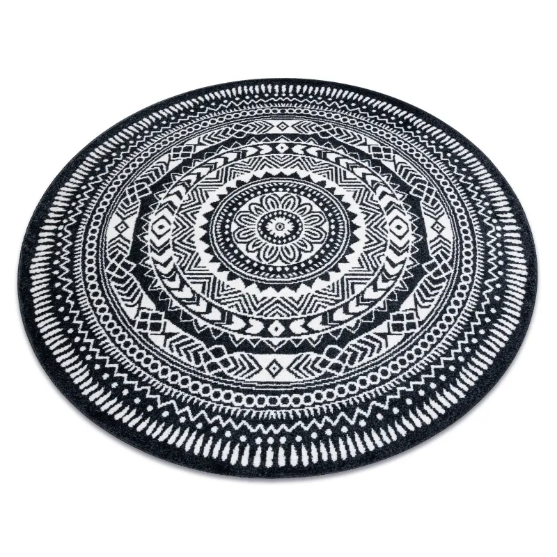 FUN Napkin Circle Rug in black - modern carpet, second choice quality