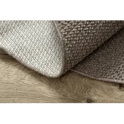 Round CASABLANCA LOOP rug for living room or bedroom, brown