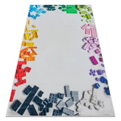 Washable rug BAMBINO 38480 Blocks for children, non-slip - gray / yellow - 2ND GRADE