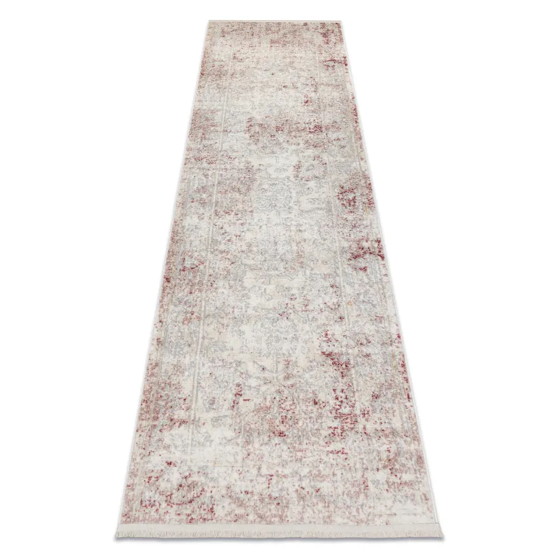 DISTIN 0828A rug in pink, modern design with abstract patterns and fringes