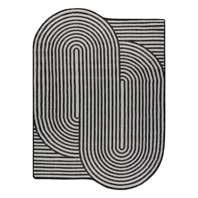 ORGANIC 2131 geometric rug in cream and black, made from natural materials