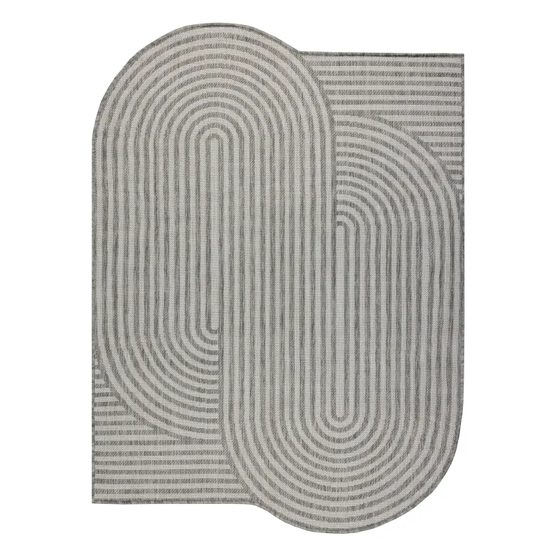 ORGANIC 2131 geometric rug in cream and grey, natural design for modern interiors