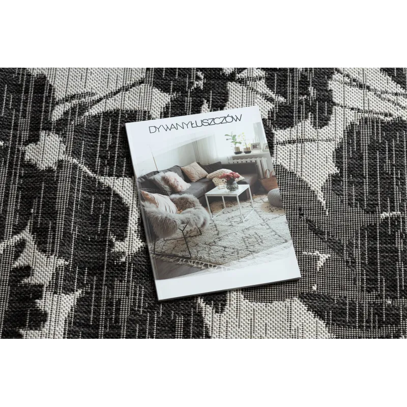Modern sisal rug ORGANIC 2735 with floral pattern, stylish home accessory