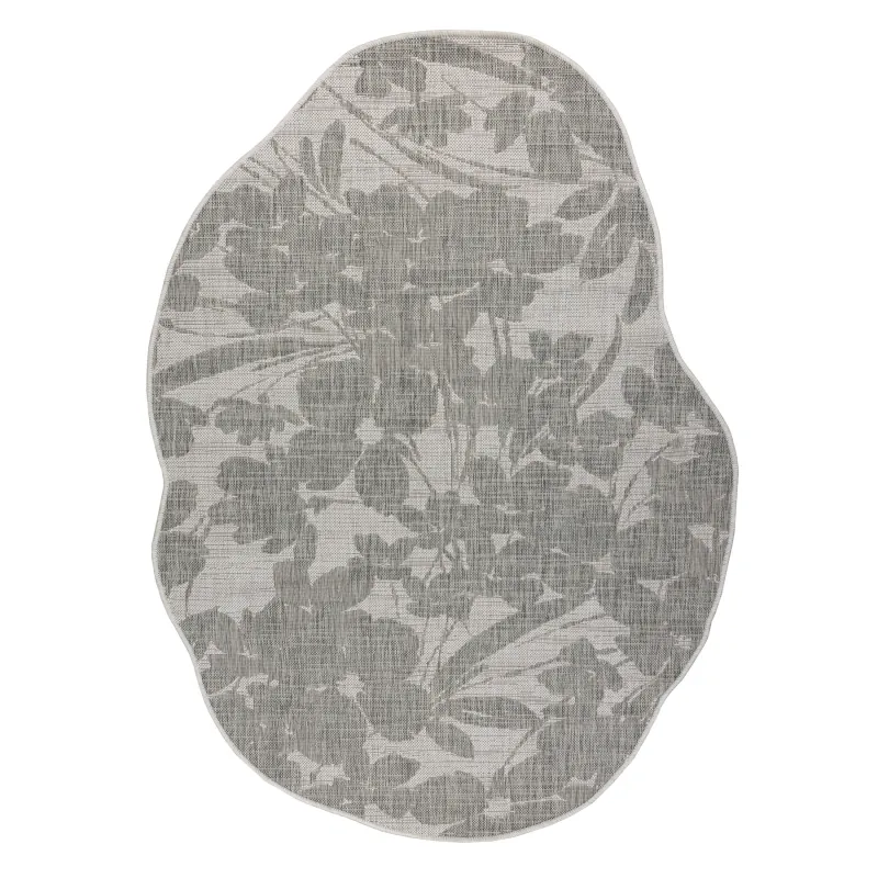 ORGANIC 2735 Floral Cream Grey Rug, modern flat weave sisal carpet