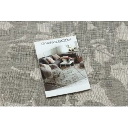 Floral design rug in cream and grey, natural sisal for modern interiors