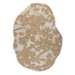 Rug ORGANIC 2735 Sisal Flowers Ecru / Natural - modern irregular shape