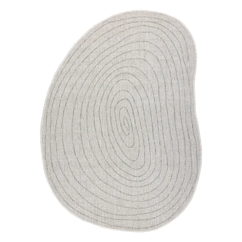 ORGANIC 2743 Sisal Cream Rug, modern design in cream and grey shades, natural irregular shape