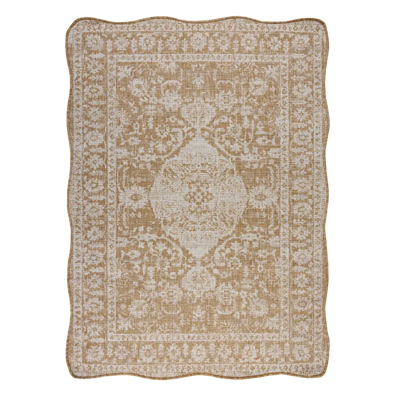 ORGANIC 2762 Sisal Ornament rug in natural ecru, modern irregular shape
