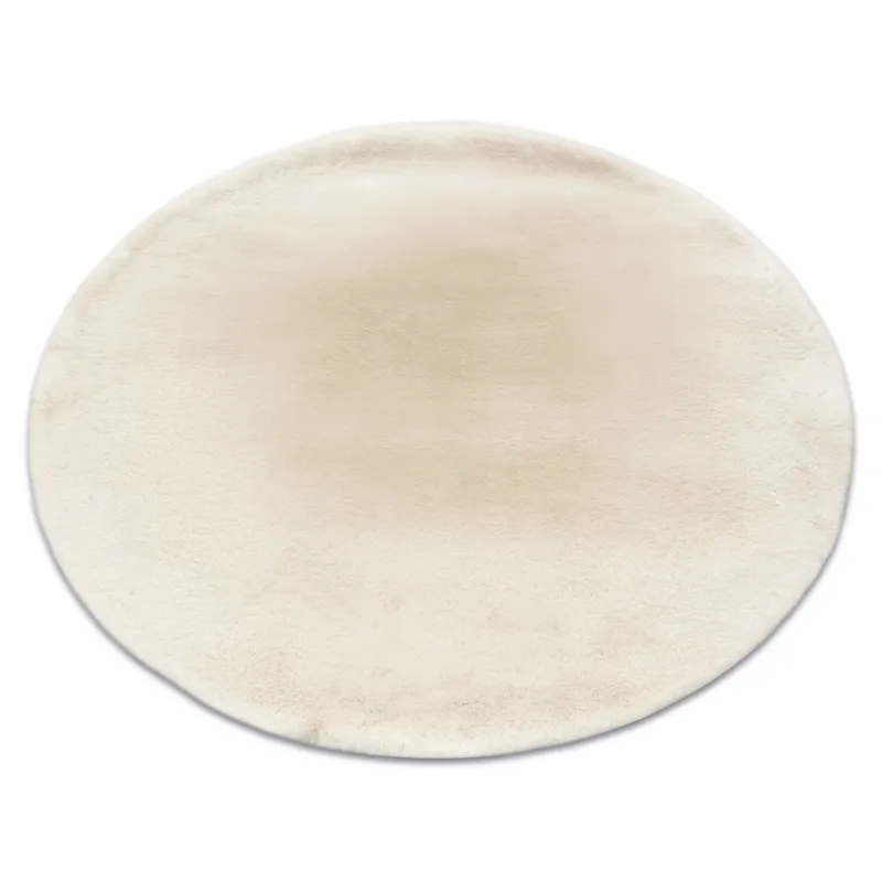 BUNNY round ivory rug, soft rabbit fur imitation, modern carpet for stylish interiors