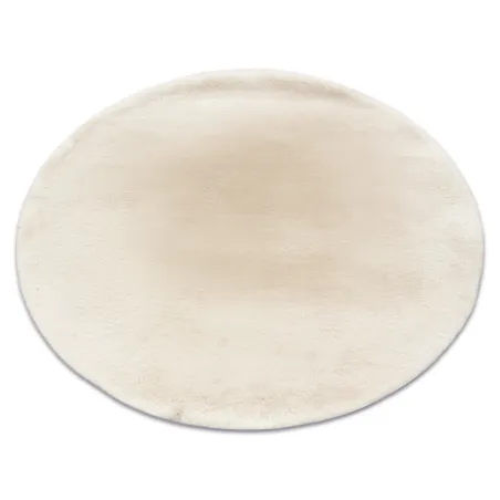 BUNNY round ivory rug, soft rabbit fur imitation, modern carpet for stylish interiors