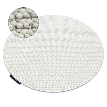 Round CASABLANCA LOOP rug in soft white, looped texture - 2nd CHOICE