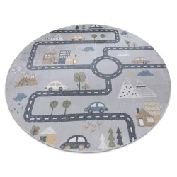 BONO 726 Round Street, City Light Gray / Cream Rug - 2ND GRADE