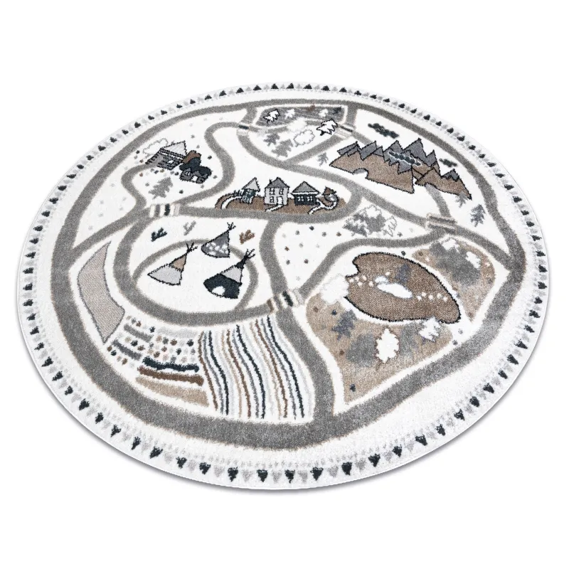 FUN Land Kids Rug in cream, round shape, 200cm, second choice