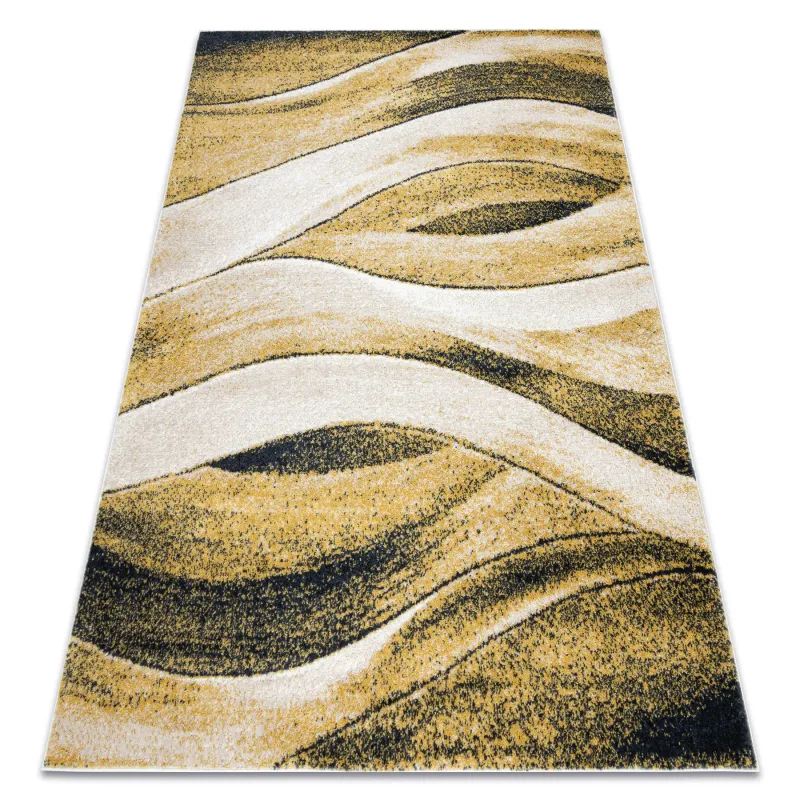 FUSION 1617 Yellow Rug, modern abstract carpet in yellow and cream shades