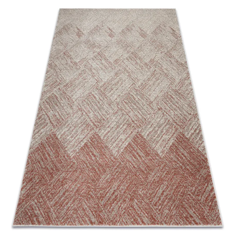 FUSION 9775 Cream Terracotta geometric rug, modern design for living rooms